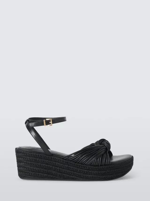 

Сандалии John Lewis Kimi Leather Spaghetti Strap Knotted Wedge, черный