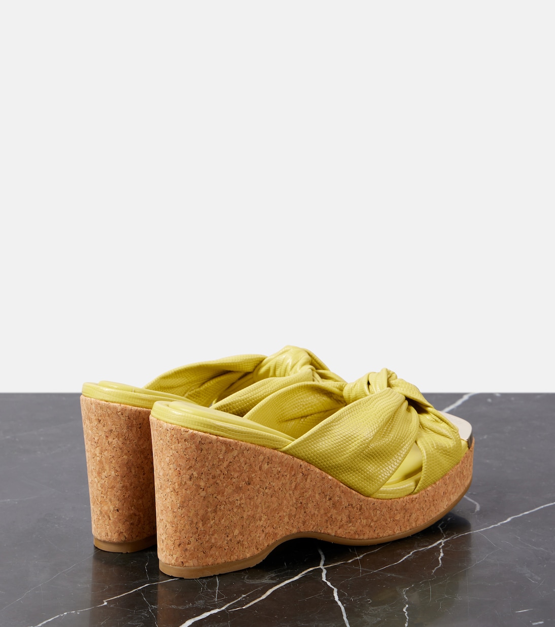 Мюли Avenue из кожи с эффектом ящерицы на танкетке Jimmy Choo, Sunbleached Yellow — фото 3