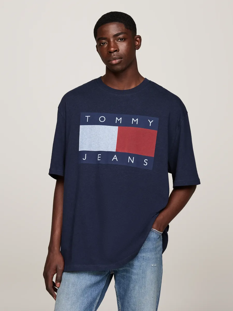 

Футболка Tommy Jeans "TJM RLX MELANGE FLAG TEE" с большим логотипом, синий