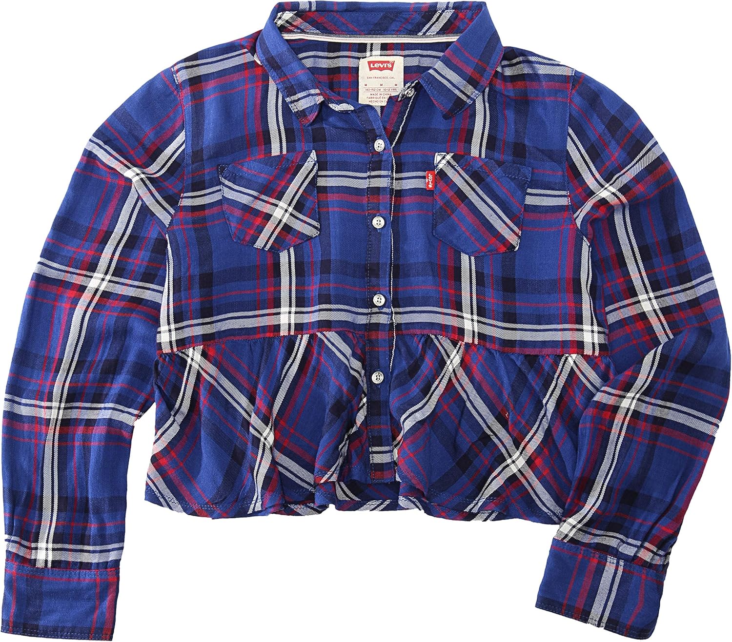 

Рубашка Levi's с длинным рукавом и застежкой на пуговицы для девочек, Sodalite Blue Ruffle