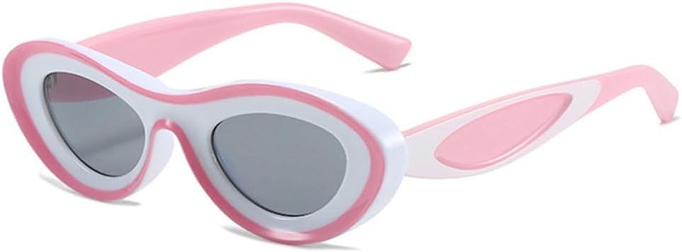 

Солнцезащитные очки LVTFCO Vintage Contrast Color Cat Eye для женщин, модные овальные очки для мужчин, защита от УФ-излучения UV400, уникальные солнцезащитные очки, Pink White Gray