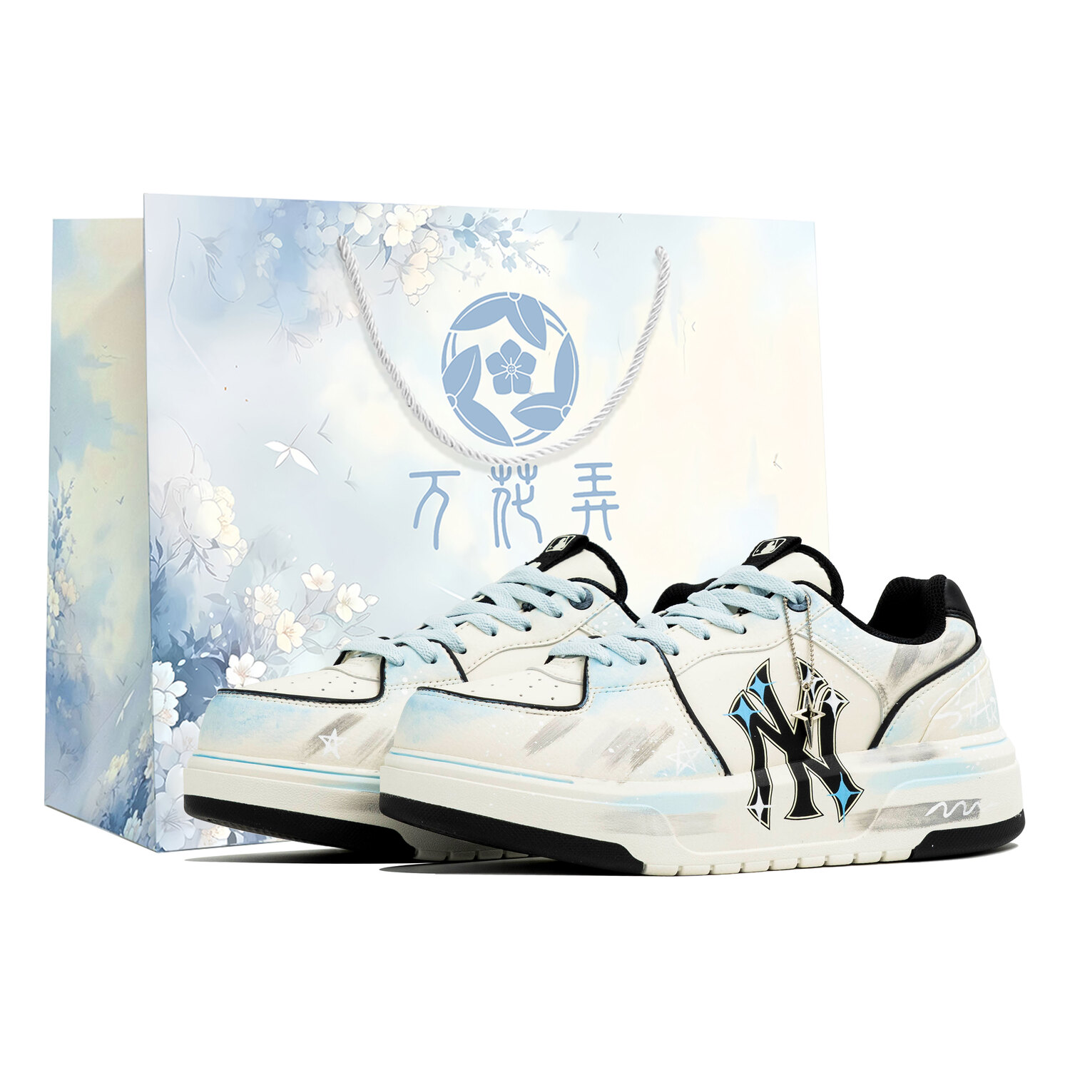 

MLB Толстые кеды для скейтбординга Wan Hua Nong, Lan Yu, износостойкие, унисекс, белый с синим