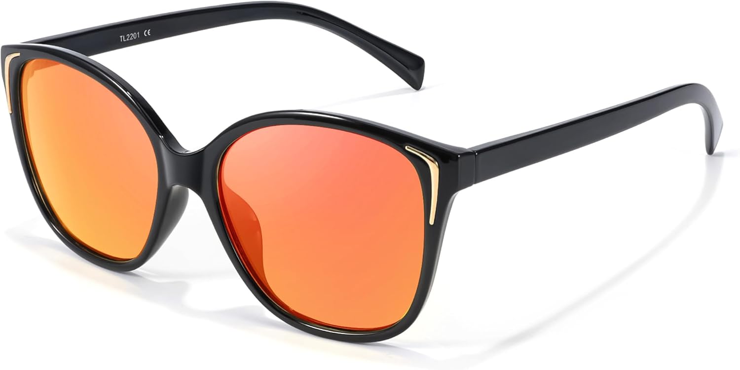 

Поляризованные солнцезащитные очки Chicid «кошачий глаз» для женщин и мужчин, в ретро-винтажной оправе, с защитой от УФ-излучения UV400, A03 Black Frame/Rose Gold Lens