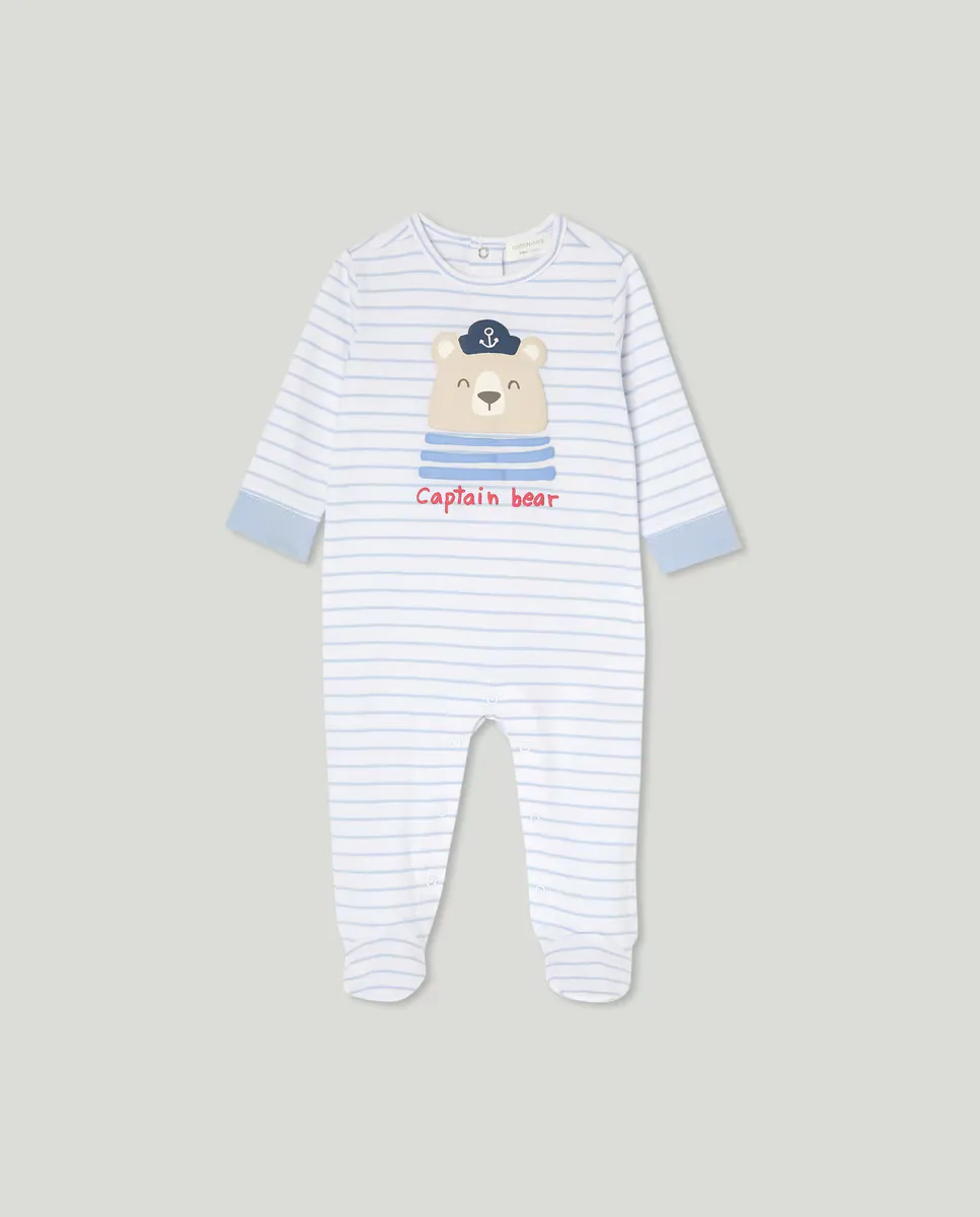 

Длинный полосатый комбинезон для мальчика Cotton Juice, синий