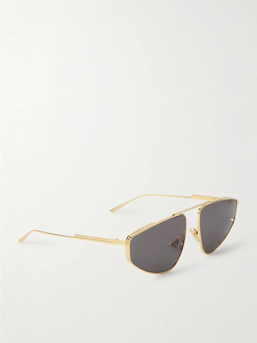 Солнцезащитные очки-авиаторы Ribbon золотистого цвета BOTTEGA VENETA EYEWEAR, золотой — фото 3