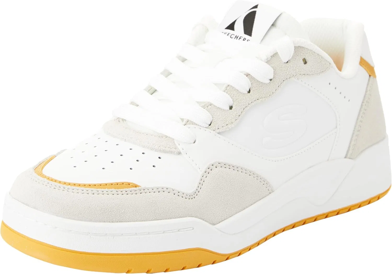 Мужские кроссовки Skechers Koopa Volley Low Lifestyle Trainers, 2-White Leather Suede Duraleather Mesh Y