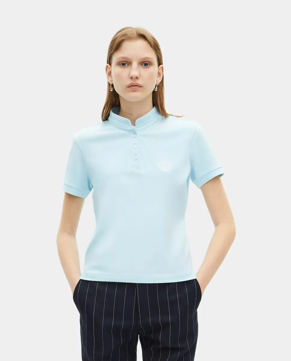 

Женская рубашка-поло с воротником-стойкой, приталенный крой The Kooples, синий