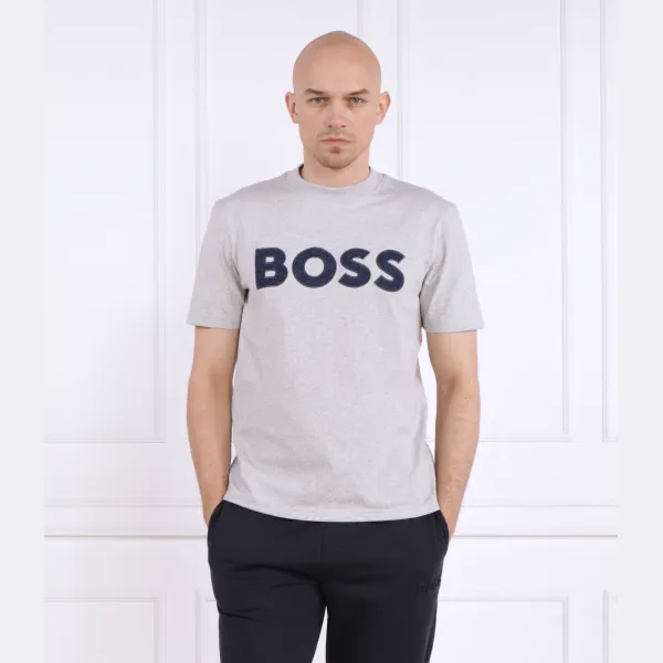 Футболка стандартного кроя с логотипом Tedenimlogo Boss, серый — фото 2