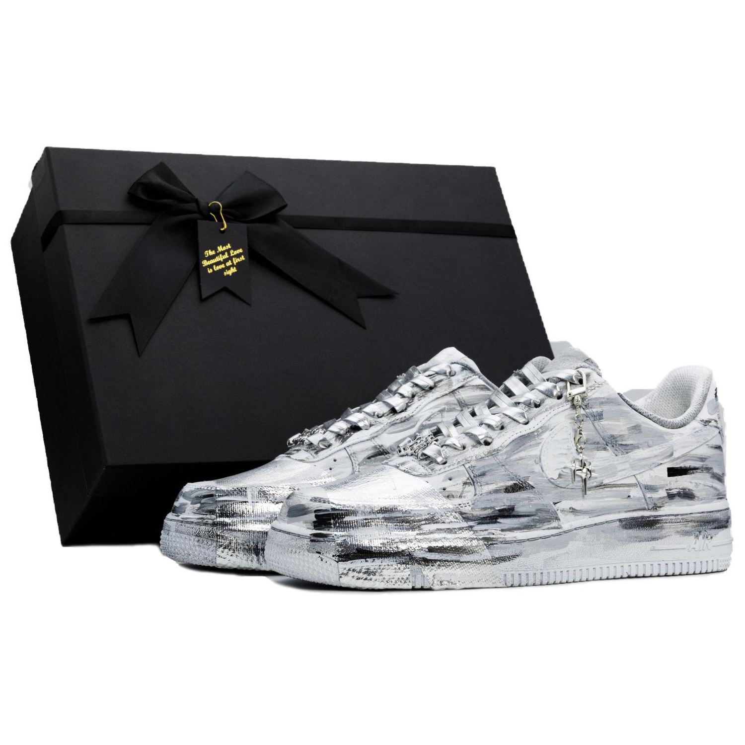 

Nike Кроссовки Air Force 1 Low Top Unisex серебристые, цвет Silver (Obsidian Box)