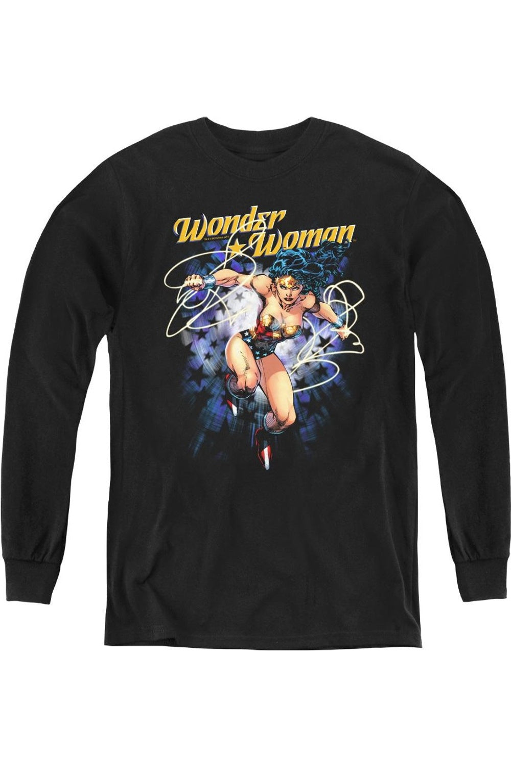 

Футболка с длинным рукавом для подростков Justice League of America Starburst Gildan, черный