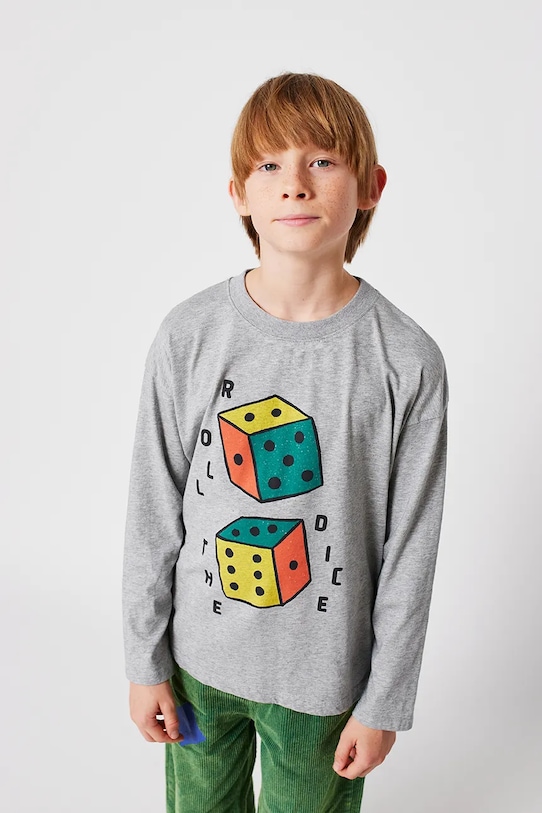 

Детская хлопковая кофта Roll The Dice Bobo Choses, серый