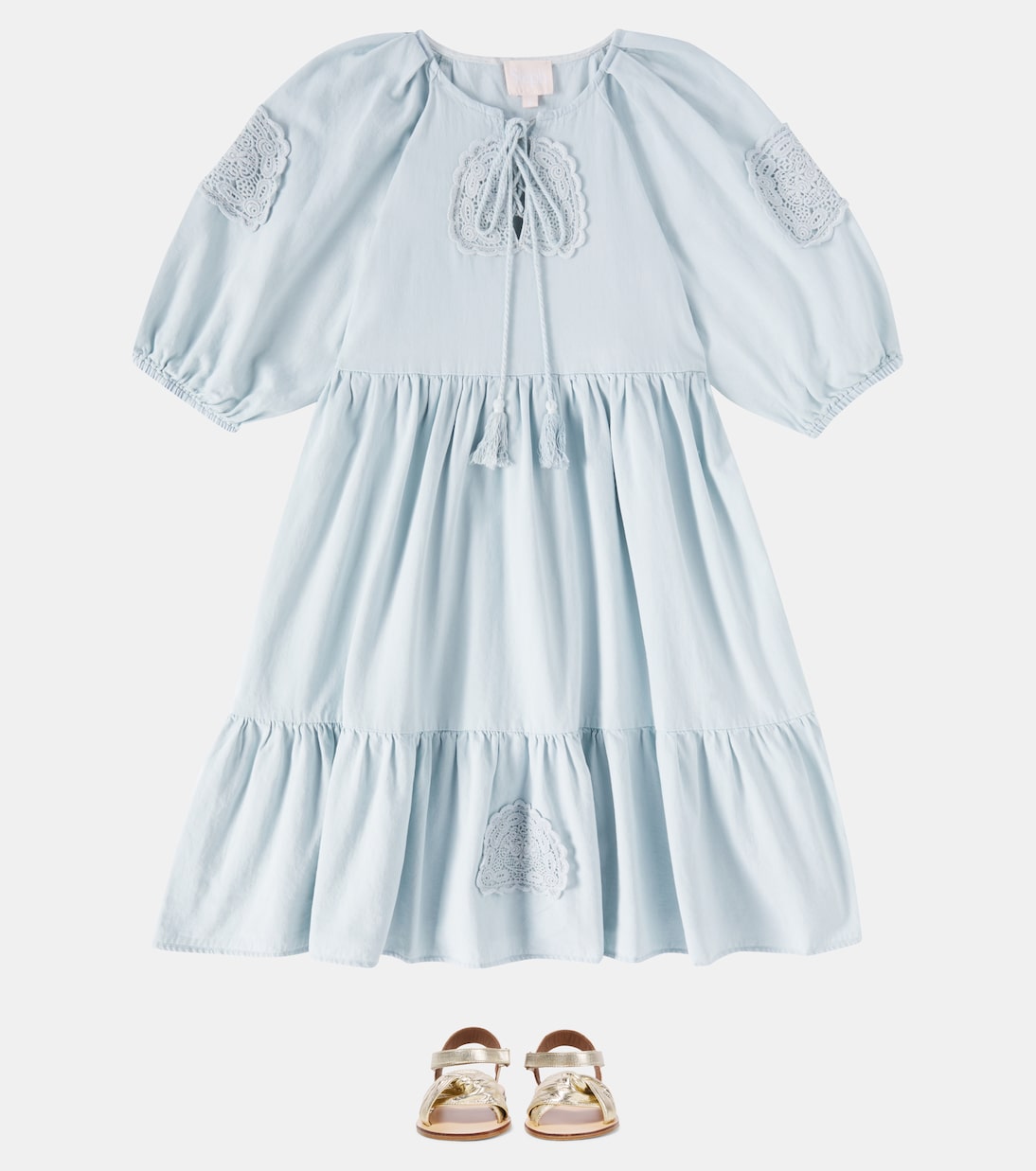Хлопковое платье в технике крючком Chambray Petite Amalie  , Pale Wash Chambray — фото 2