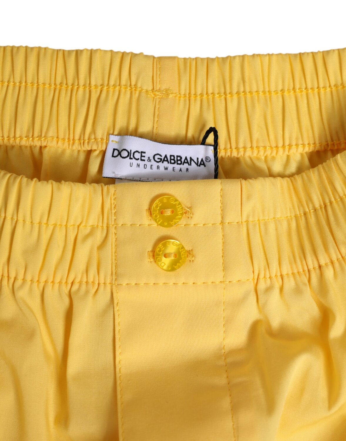 Короткие купальники из желтого хлопка с эластичным поясом Dolce & Gabbana, желтый — фото 2