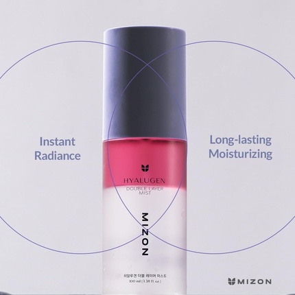 MIZON Hyalugen Double Layer Mist с гиалуроновой кислотой и морским коллагеном, аденозином, ниацинамидом, увлажняющий, придающий мгновенное сияние, против старения, 3,38 унции — фото 2