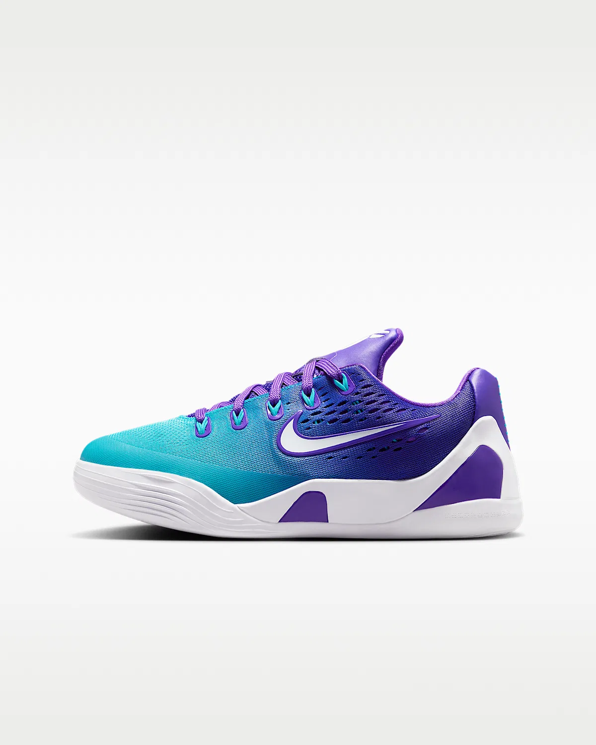 Детские баскетбольные кроссовки Kobe 9 Low EM, Fierce Purple/White/Blue Lagoon