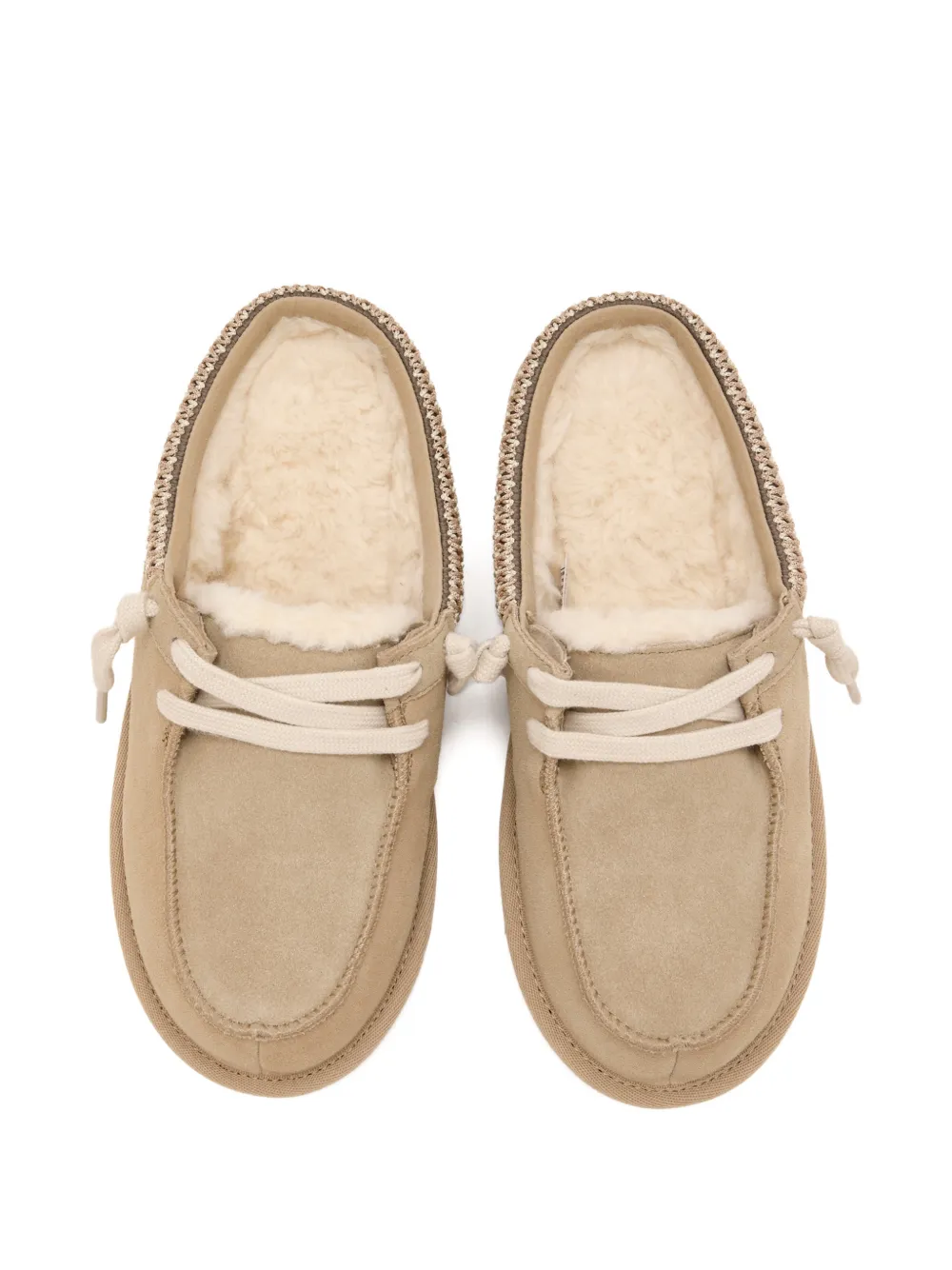 Тапочки с кружевной отделкой Ugg Kids, бежевый — фото 3