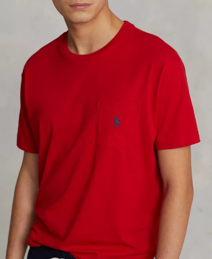 Мужская классическая футболка с карманом и круглым вырезом Polo Ralph Lauren, красный — фото 3