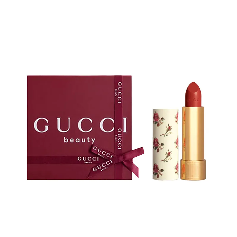 GUCCI Помада Golden Tube Floral, бальзам для губ Qingshe Silk, подарочный набор, кремовая увлажняющая, 3.5 г, #505