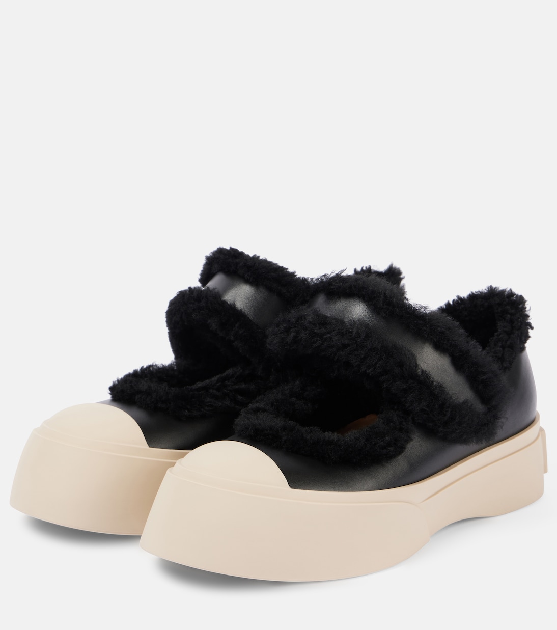 Кроссовки Pablo из кожи с подкладкой из овчины Marni, черный — фото 4