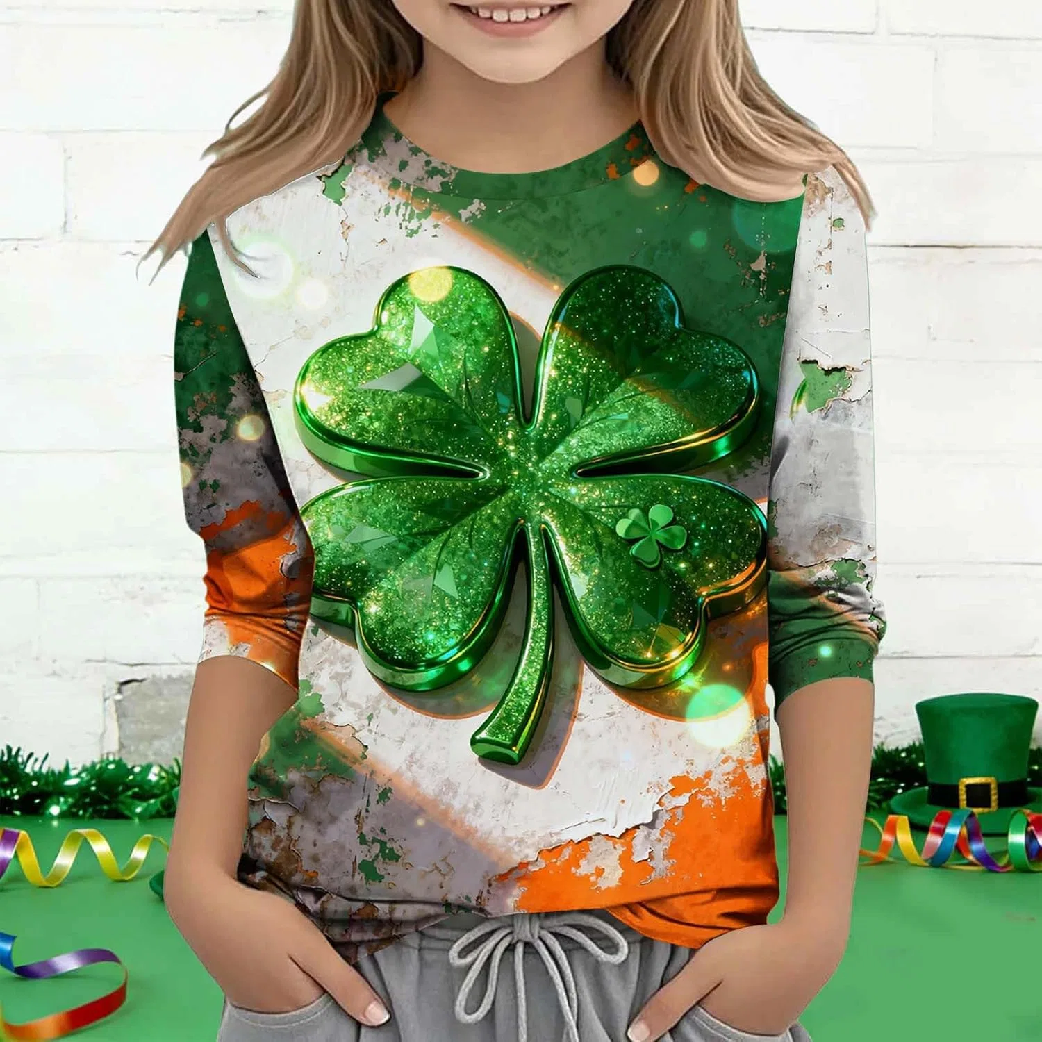 Футболка с принтом Shamrock, Zzalalana, зеленый — фото 3