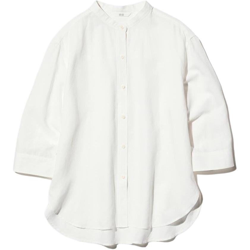 

UNIQLO Рубашка женская Stand Collar Moderate цвета ivory