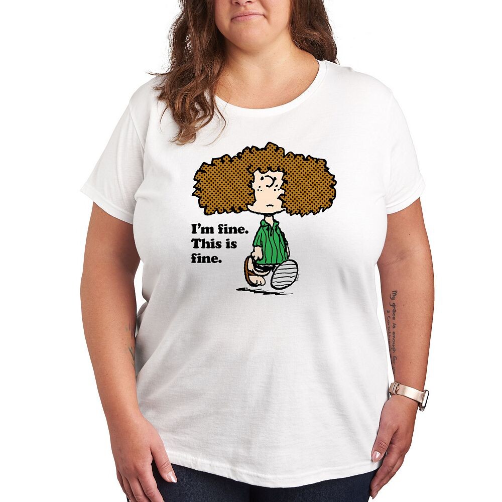 

Футболка Plus Peanuts Patty I'm Fine с графическим рисунком Licensed Character, белый