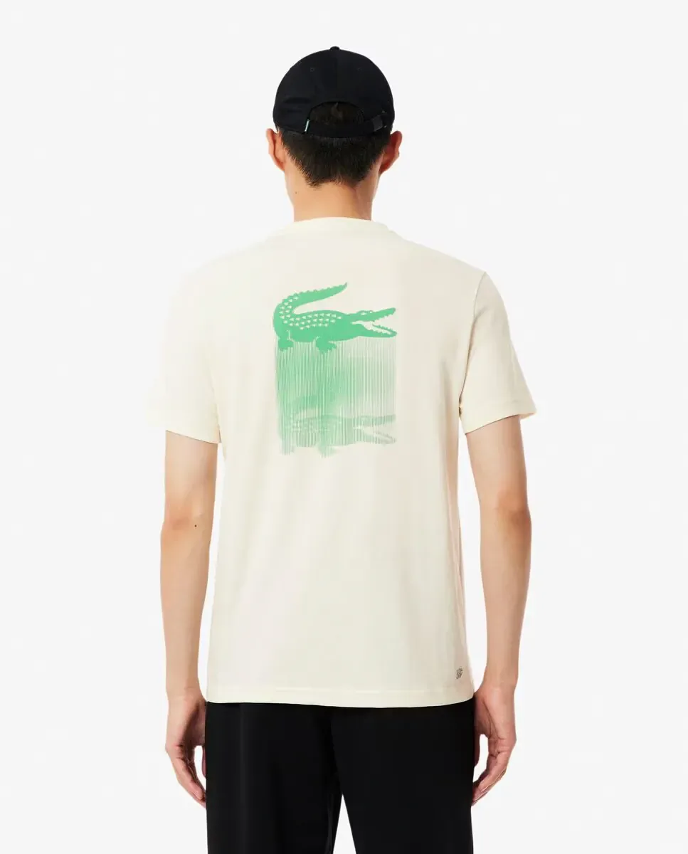 Мужская спортивная футболка с коротким рукавом и принтом Ultra-Dry Lacoste, белый — фото 2