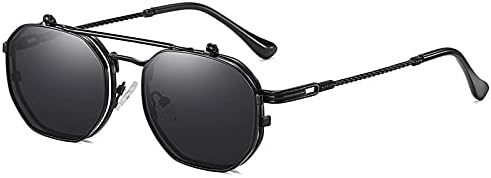 

Ретро-металлические панк-солнцезащитные очки квадратной формы для мужчин и женщин, с откидными прозрачными линзами, солнцезащитные очки с защитой от УФ-излучения UV400 MTZJH, Black Gray