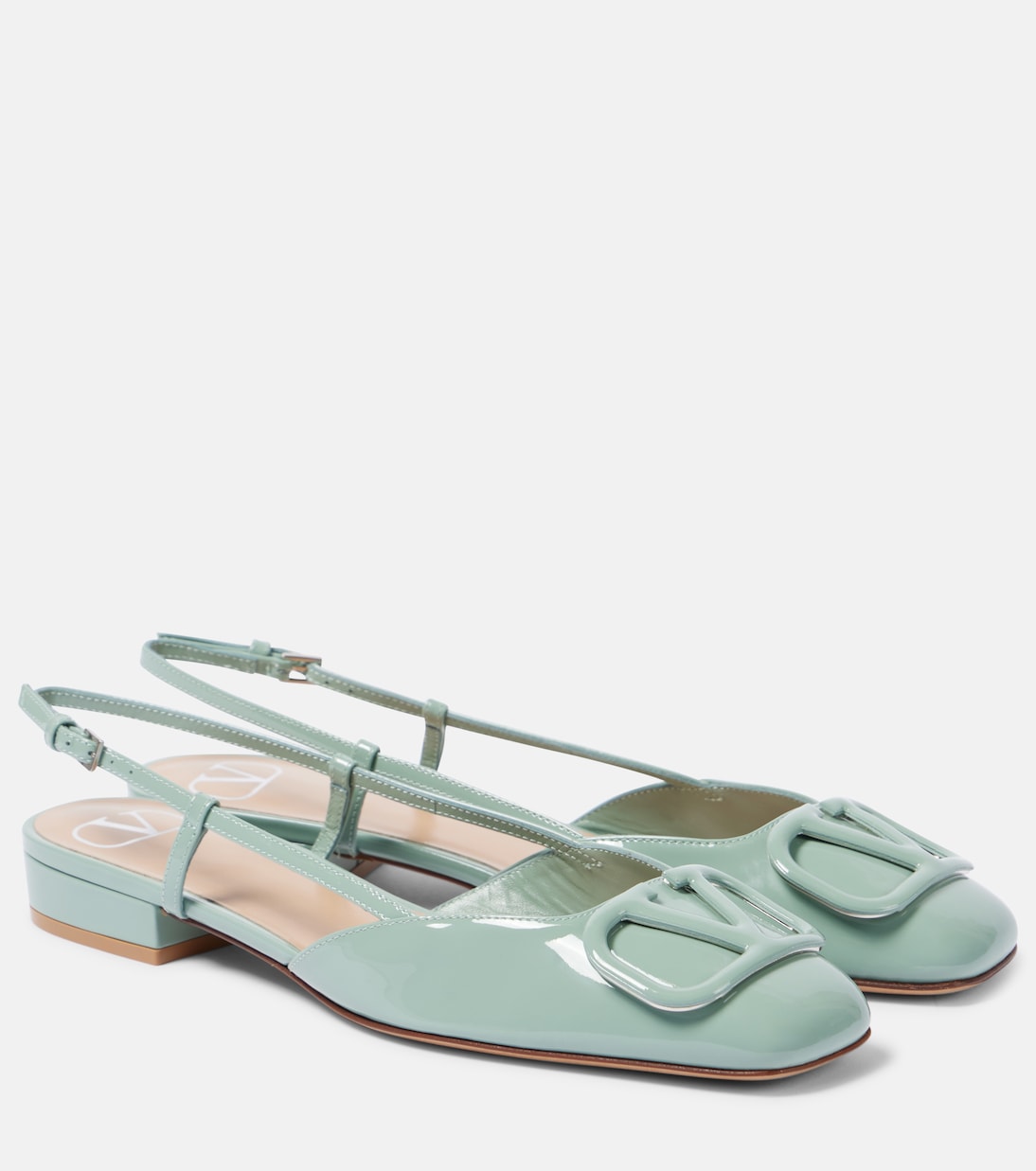 Кожаные балетки с пяткой на пятке VLogo Signature Valentino Garavani, Morning Dew