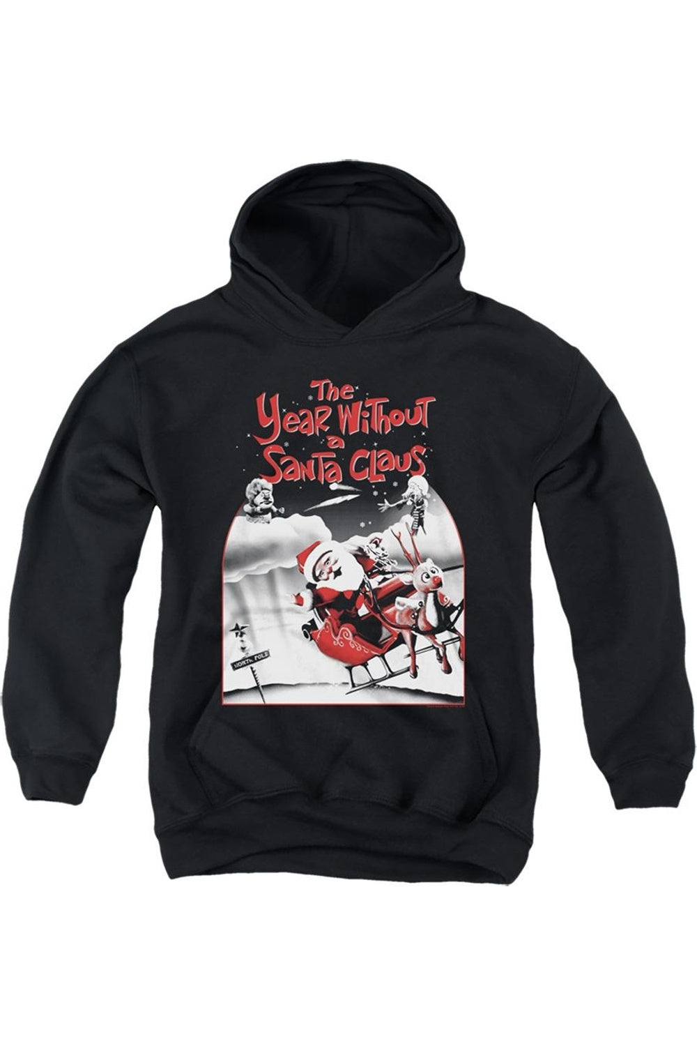 

Толстовка с капюшоном "Год без Санты" с постером Santa Poster Youth Gildan, черный