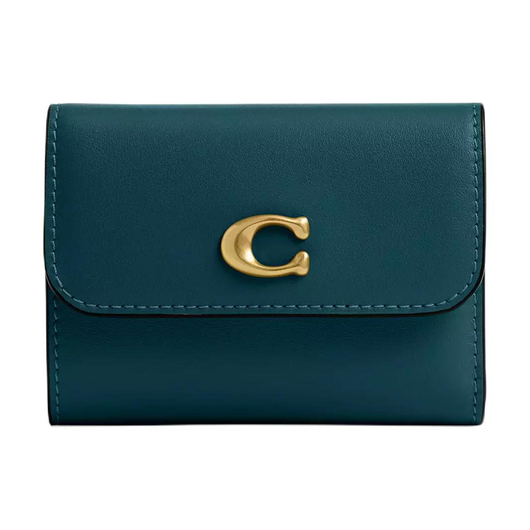 

COACH Мини-кошелёк из телячьей кожи для женщин в морской зелени