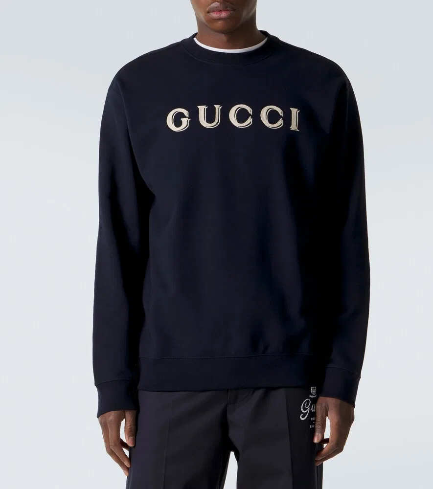 Толстовка Gucci хлопковая с логотипом, синий — фото 3