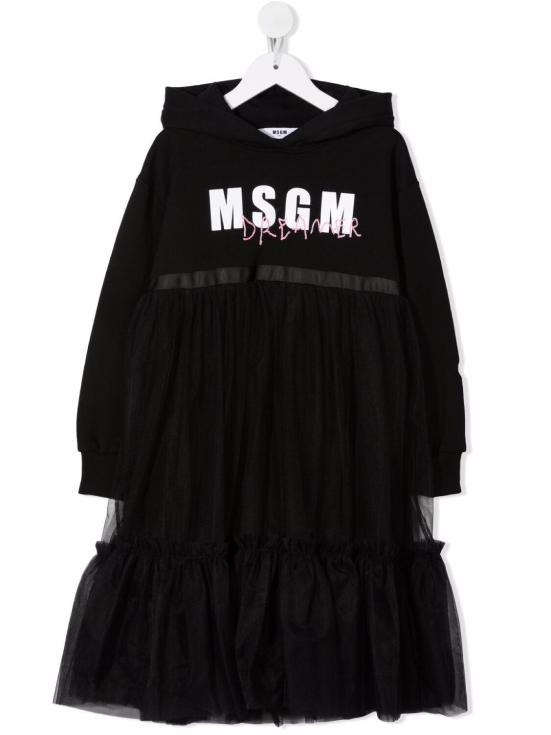 

MSGM Kids платье с капюшоном и логотипом, черный