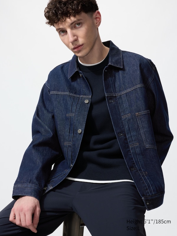 Джинсовая куртка-тракер Uniqlo, 64 blue — фото 3