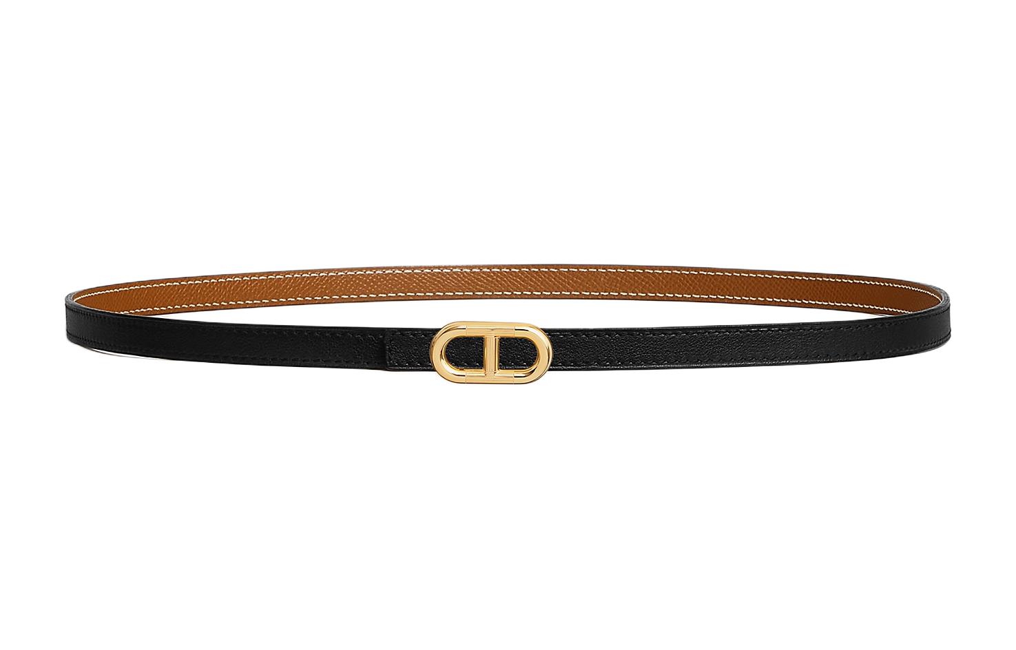 

HERMES Ремень из телячьей кожи унисекс, черный, ширина 1,3 см