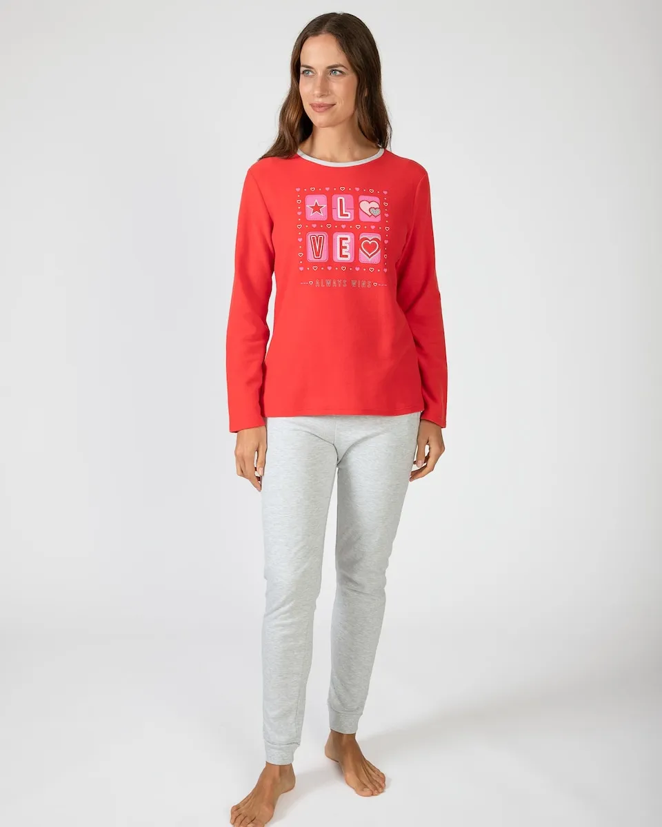 

Женская длинная пижама из трикотажной ткани с принтом Massana, красный