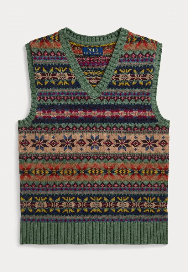 Джемпер без рукавов из хлопковой смеси Fair Isle Polo Ralph Lauren 7-14y, выцветший мятный мульти