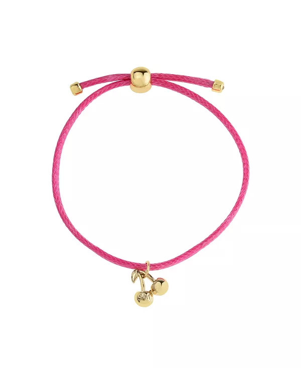 

Черный кожаный браслет-слайдер с вишней Steve Madden, pink/gold