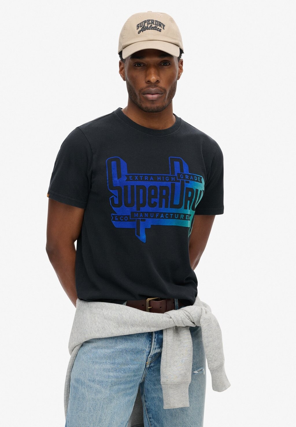 

Футболка с принтом FLOCKED FADE GRAPHIC Superdry, черный