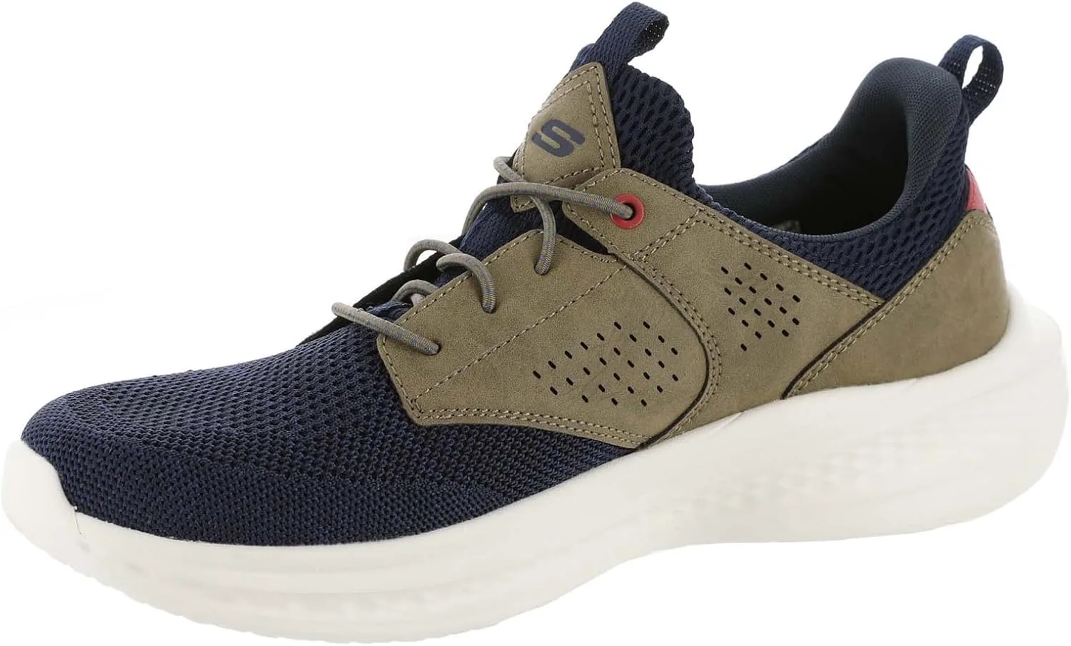 Мужские кроссовки Skechers Streetwear Slade - Breyer с вязаной сеткой, шнуровкой-банджи и четвертной вставкой, без шнурков, темно-синий — фото 4