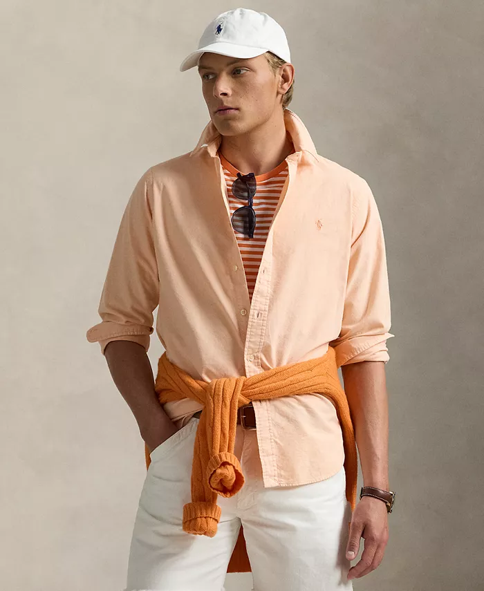 

Мужская классическая оксфордская рубашка с минеральной окраской Polo Ralph Lauren, оранжевый