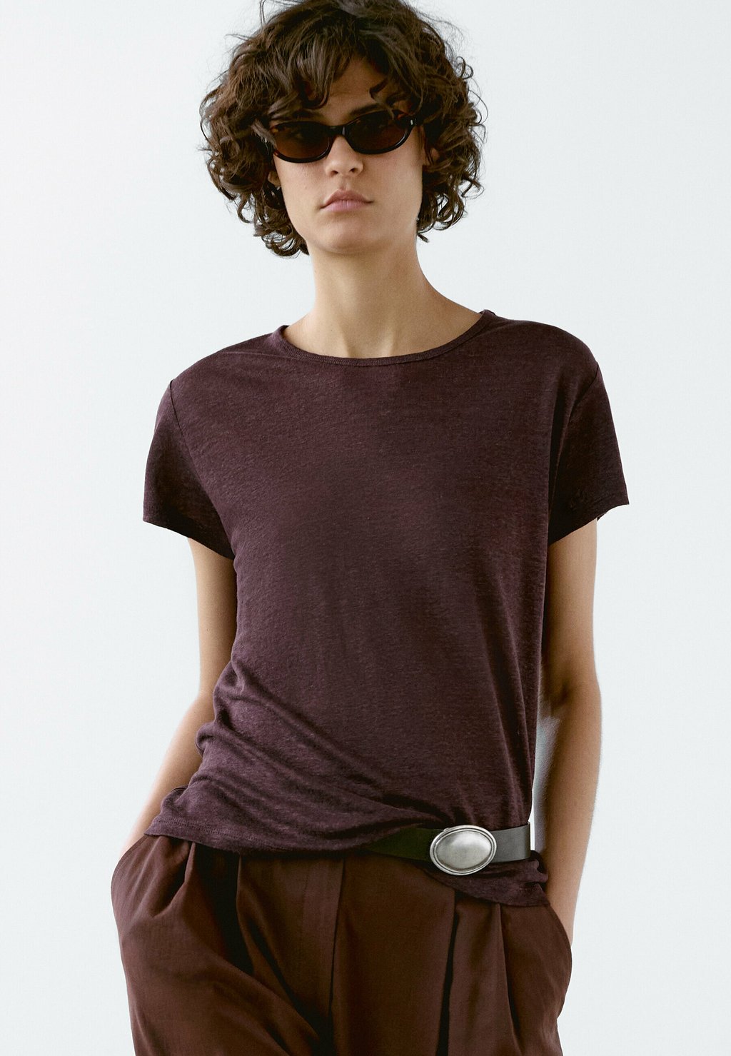 

Базовая футболка Massimo Dutti, бургундия
