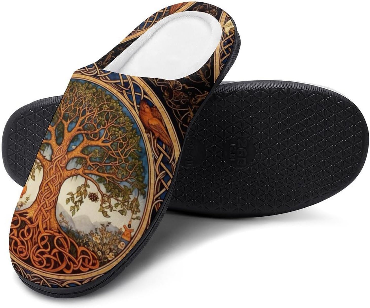 

YXHZYHY Обувь в стиле скандинавской мифологии, мужские теплые зимние тапочки для дома и улицы, уютные домашние тапочки из пеноматериала с эффектом памяти, Tree of Life B