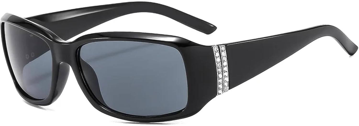 

Солнцезащитные очки в крупной оправе с бриллиантами для женщин и мужчин, роскошные винтажные солнцезащитные очки в стиле панк с защитой от УФ-излучения UV400 TKKTLLT, Black Black