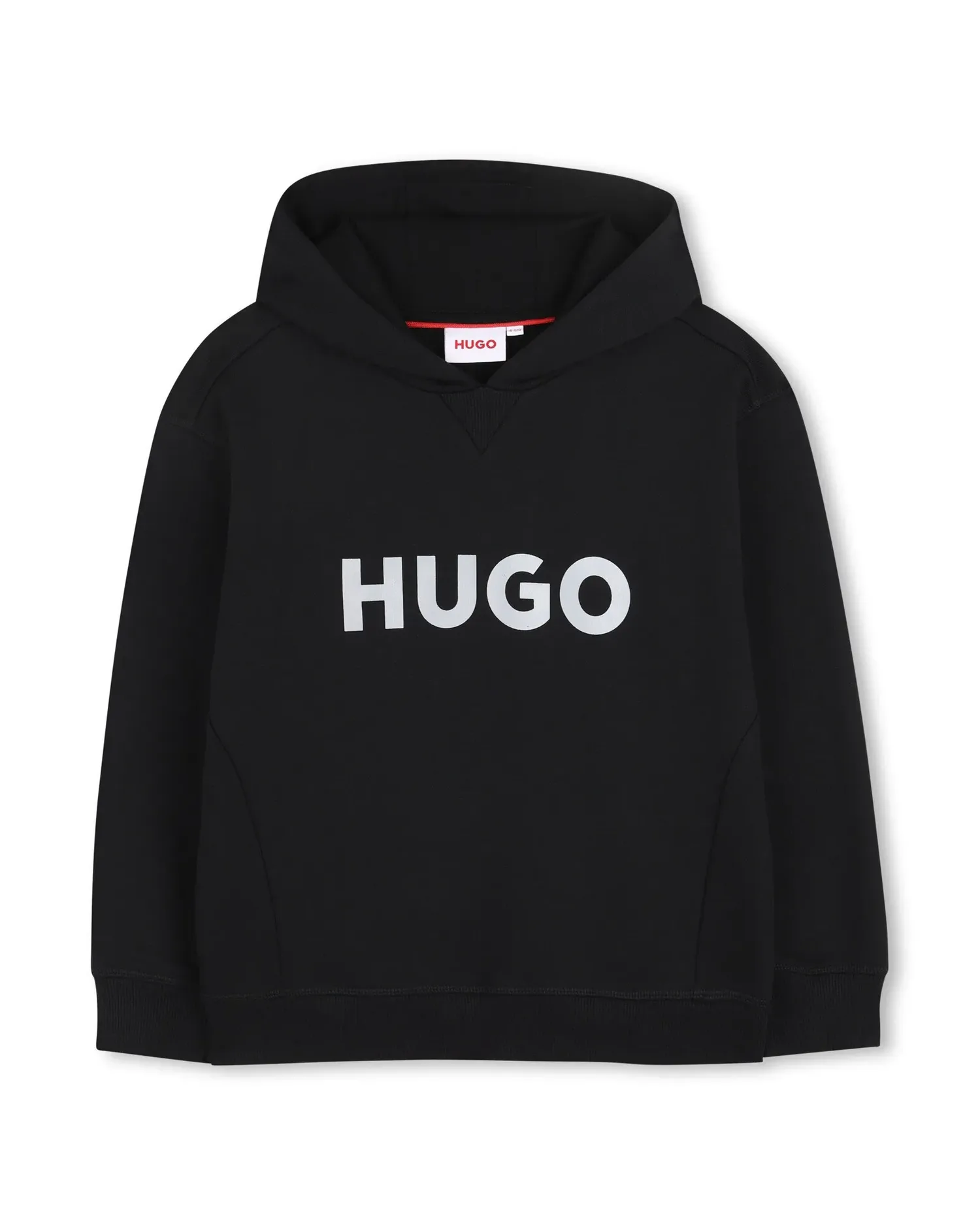 Детская толстовка с капюшоном с длинным рукавом из хлопка однотонная Hugo, черный — фото 3