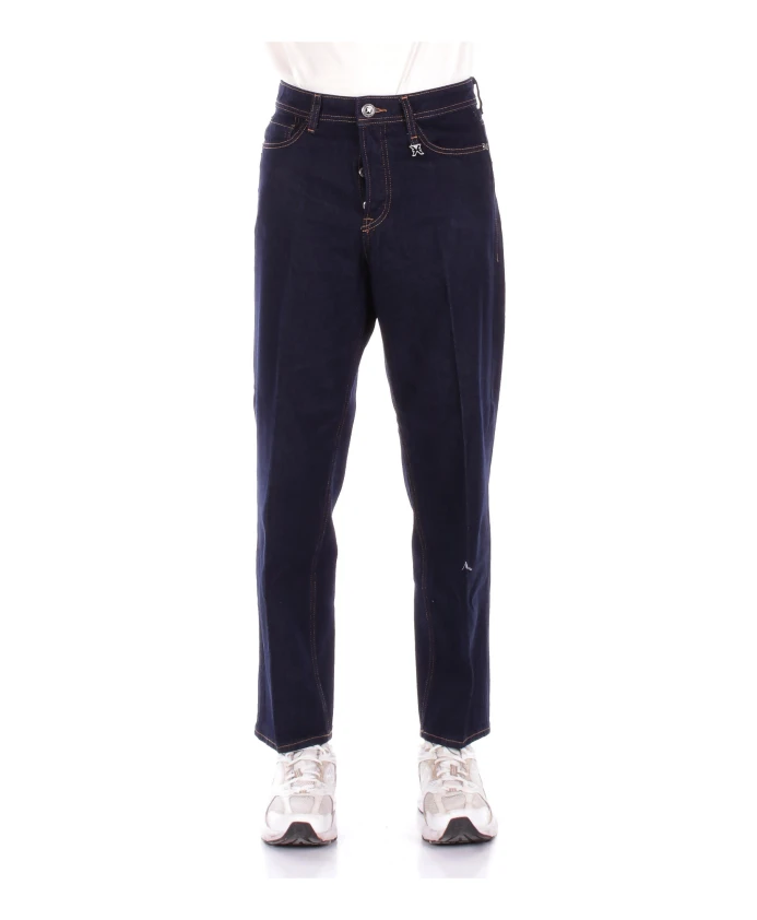 

Джинсы с логотипом и застежкой на пуговицу сзади, стандартный крой. John Richmond, синий