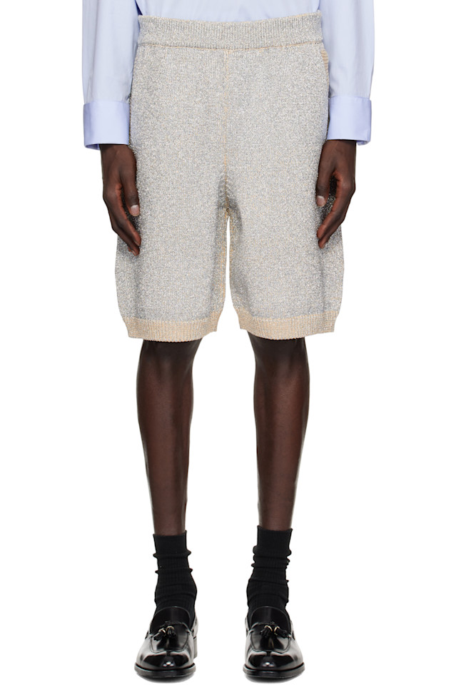 

Металлические трикотажные шорты Dries Van Noten, серебряный