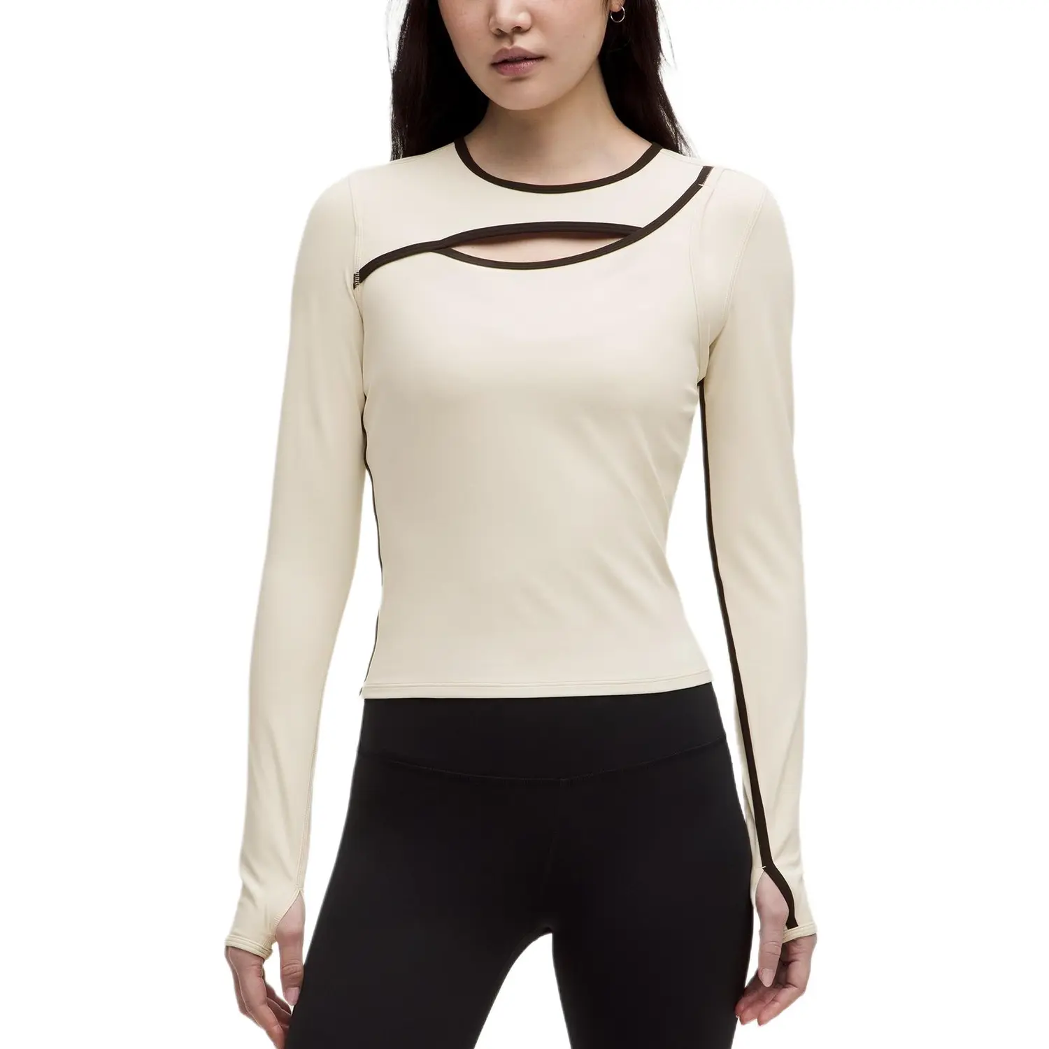 

Lululemon Футболка Nulu женская светло-бежевый/black