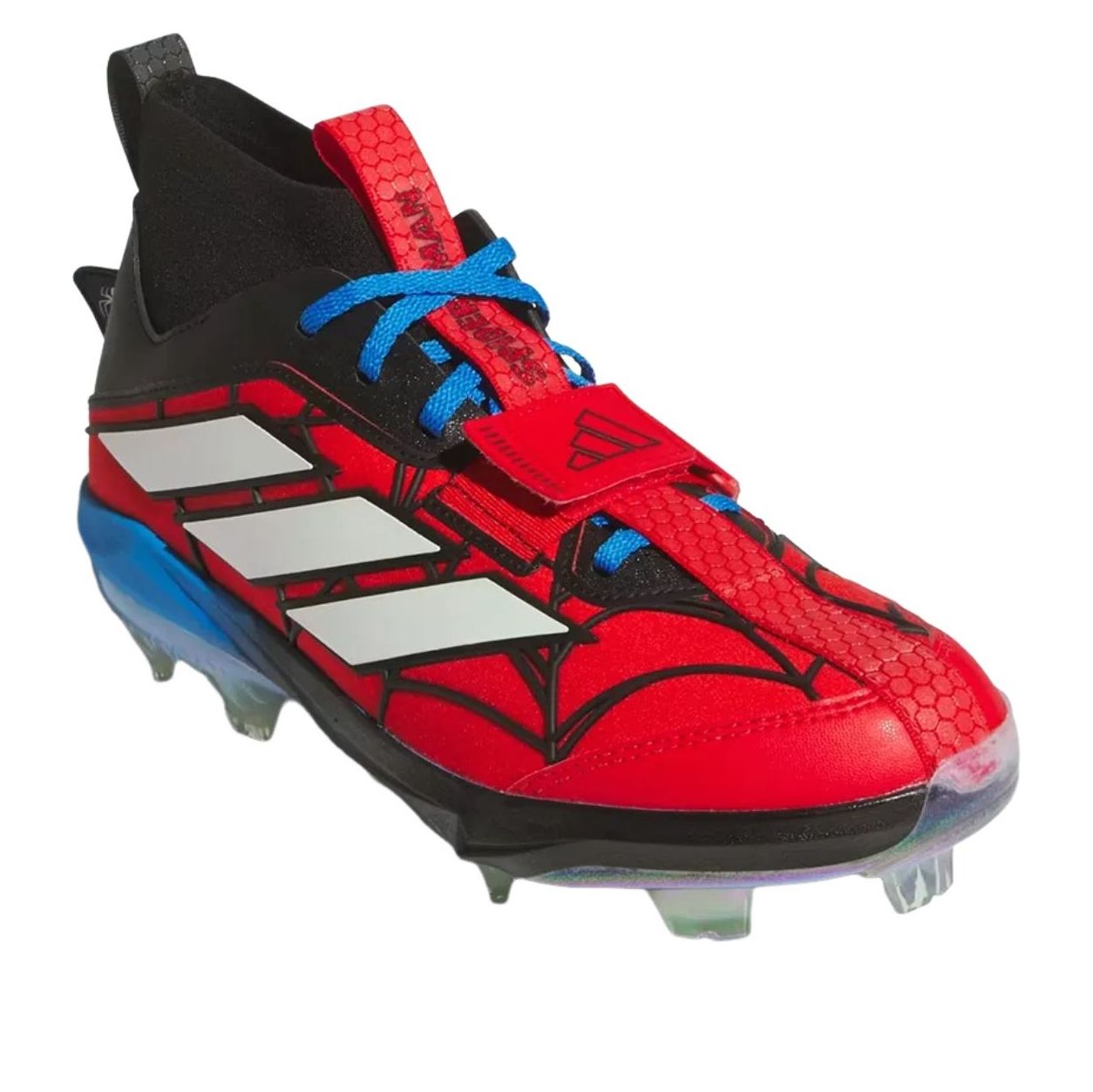 Бейсбольные бутсы Adidas x Marvel x Spider-Man adiZero Edge+ TPU, цвет «бордовый» — фото 3