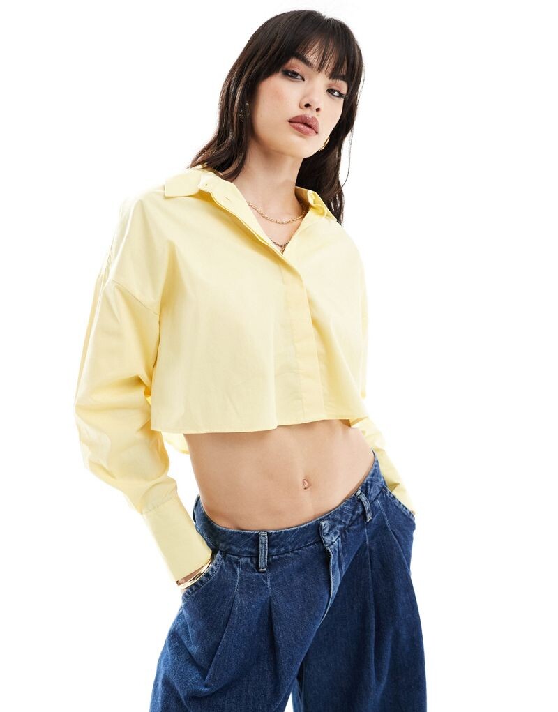 

Желтая укороченная рубашка ASOS DESIGN